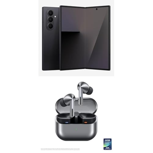 Image of Samsung Galaxy Z Fold7 256GB Unlocked AI Smartphone, Jet Black w / Galaxy Buds 3 Pro AI True Wireless Bluetooth Earbuds, Silver