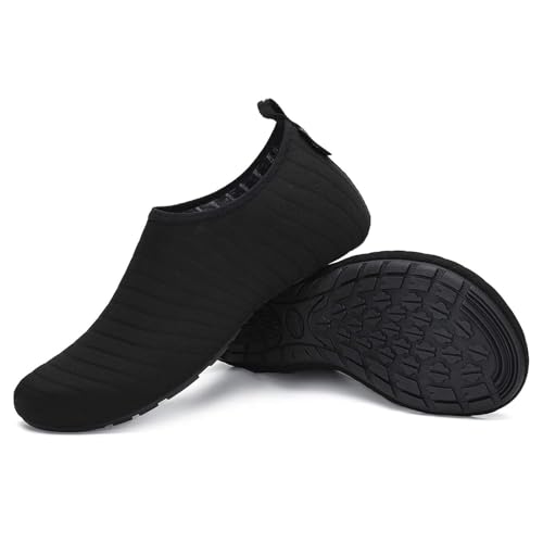 SAGUARO Escarpines Hombre Zapatillas de Agua Mujer Zapatillas Playa Secado Rápido Zapatos Agua Antideslizantes Calzado para Natacion Surf Acuaticas Piscina Negro Ahumado Gr. 42/43 EU
