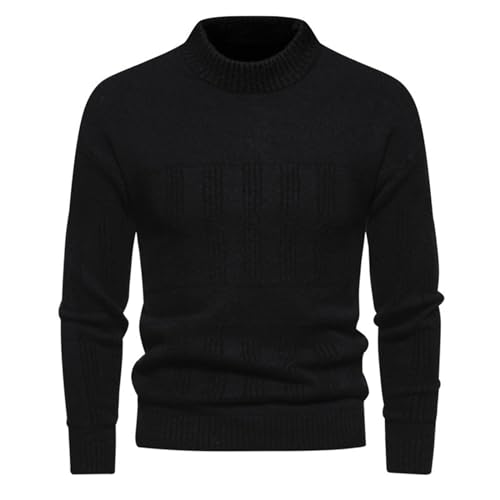 Mens Crewneck Pullover Sweater Long Sleeve Outdoor Knitted Wool Sweater Tops Mens Crewneck Pullover Sweater (Black, XL)
