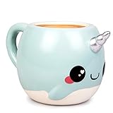 Seven20 Glitter Galaxy Cute Large Narwhal 18oz Coffee Mug - Make Morning's Magical - Funny Blue with Silver Unicorn Horn - Gift for Girls, Kids, Teens, Adults, Women - Officially Licensed
