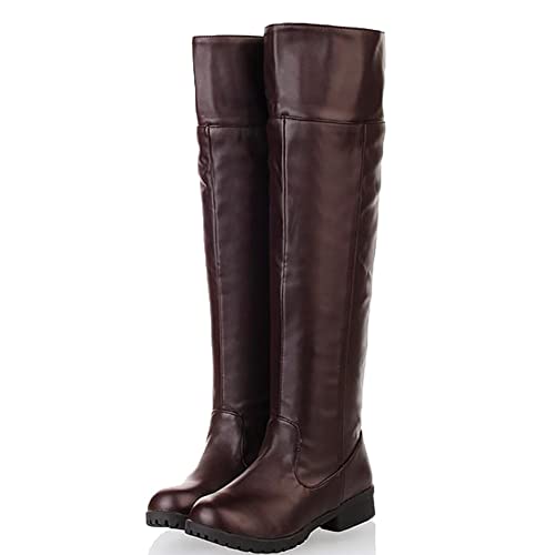 Han shan Eren Jaeger Cosplay Boots Mikasa Ackerman Shoes Unisex Knee High Riding Boots Leather Tall Boots (Women10-10.5/Men9-9.5,Brown,numeric_10)