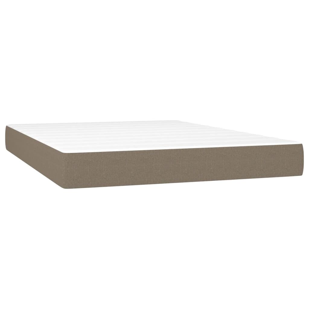 Tkanina regulowany zagłówek łóżko kontynentalne 140x190 cm taupe | Łóżko kontynentalne z materacem sprężynowym taupe tkanina 140x190 cm regulowany zagłówek