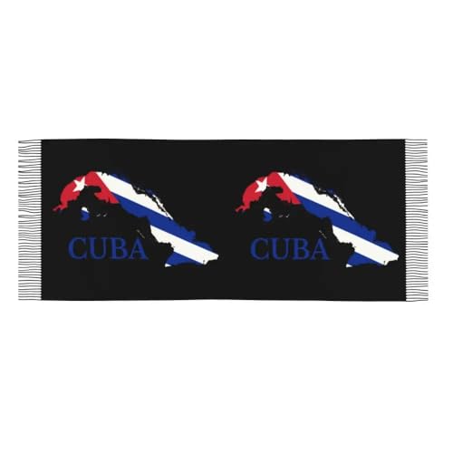 Cuban National Map Flag Scarfs- Retro Graffiti Printed Scarves Winter Soft Tassels Shawls Stole,Spring Autumn Long4