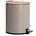 Kazai.® Bambus Kosmetikeimer | Absenkautomatik und rutschfest | 5 Liter | Warmes Grau (Taupe)