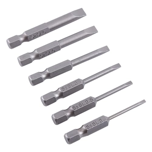 Juego de 6 puntas planas de 50 mm para destornillador hexagonal de un cuarto de pulgada 2