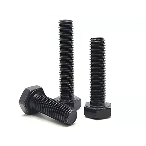 Image of M12-1.75 x 45mm Carbon Steel Grade 8.8 External Hex Head Screw Bolts Metric Thread Hexagon Bolts Fastener for Hardware Furniture Machinery Black 5pcs