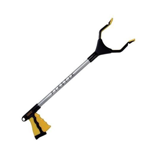 PikStik Pro P201, Aluminum Reacher, Wide 5.5” Jaw, 360° Rotating Jaw, Durable and Rust-Proof, Unique Handle and Trigger, 1 Year Warranty, 20", Yellow
