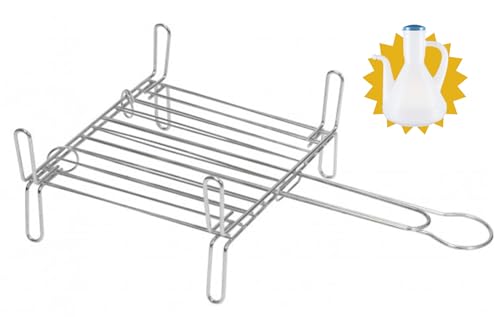 HR Hogar - Parrilla para Barbacoa de Acero Zincado Doble, 30x30 cm - Fabricado en Europa - Regalo Salsera 250 mL - Fácil limpieza, Resistente y Duradera
