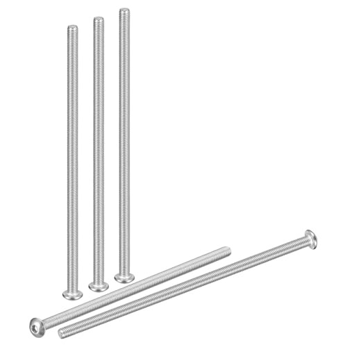 DTGN M5-0.8x140mm Button Head Socket Cap Screws - 5Pack - Good for Road Bicycle, Mountain Bike, Auto, Motorcycle - 304 Stainless Steel Whitewashed - Hex Socket Drive Fasteners