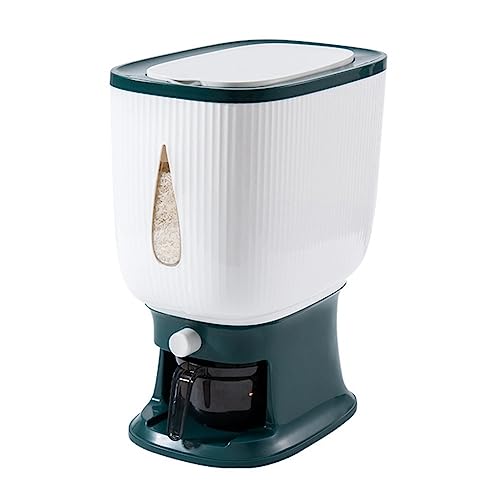 Ronlok - Dispensador de arroz automático de 10 kg con taza de enjuague, dispensador de arroz inteligente, almacenamiento de arroz, cubo de arroz doméstico, caja de arroz