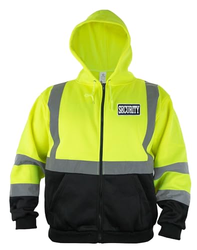 RYNO GEAR Men's Security Guard Silkscreen Front & Back Black Full Zip Hoodie, Fleece Hoodie.2