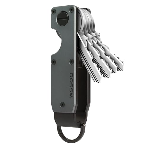 ROSSM Schlüssel-Organizer | Kompakter Schlüsselhalter aus Metall | Minimalistischer innovativer Schlüsselanhänger | Mini-Schlüsseletui das bis zu 6 Schlüssel schützt