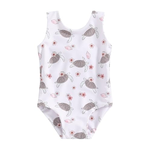 Image of Molgkyo Infant Toddler Baby Girl Swimsuit Floral Print Sleeveless One Piece Bathing Suit Summer Bikini Beach Wear Swimwear
