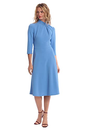 Donna Morgan Women's Dresses Mock Neck A-Line Dress with Twist Neck Detail