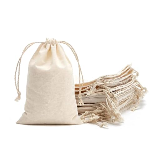 Intckwan Lot de 50 sachets en coton 10 x 15 cm avec cordon de serrage - Sacs vides en tissu pour calendrier de l'Avent, lavande, peinture DIY, emballage cadeau...