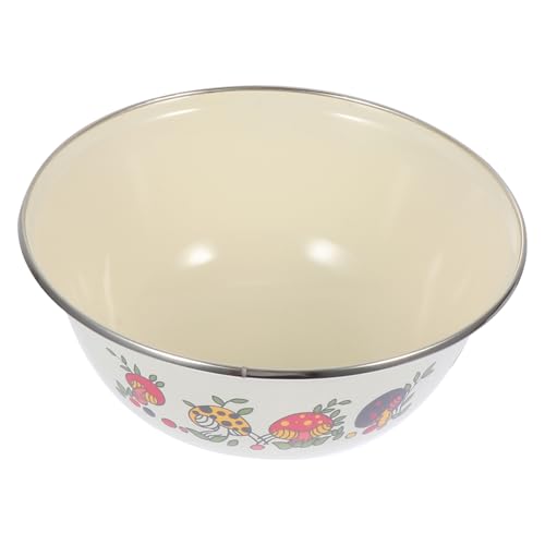 OUNONA 2 piezas Tazón de Esmalte Retro para Cocina Cuencos Vintage de Hierro Enameled Beige para y Ensaladas de Limpiar y Almacenar