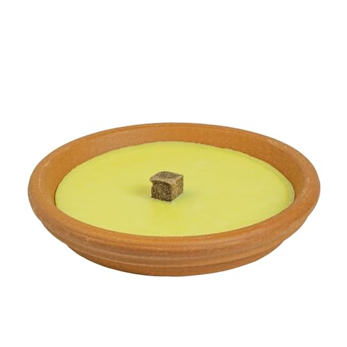 Candele alla Citronella, Candele Antizanzare Da Esterno, 25 Pezzi, Diametro 17 cm, Fiaccola in Ciotola di Coccio, Repellente per Insetti, Durata 7 ore, Ideale per eventi e Cene all’Esterno
