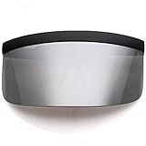 sunglassLA - Futuristic Oversize Shield Visor Sunglasses Flat Top Mirrored Mono Lens 172mm (Silver Mirror)