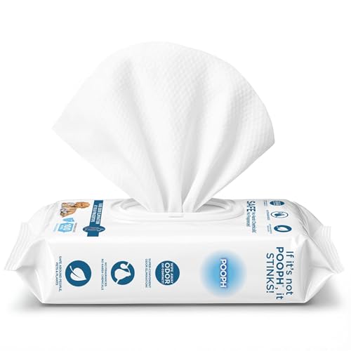 POOPH Pure Wipes 100 Count Pack Gentle Fast Odor Elimination No Fragrances No Harsh Chemicals Cleans Paws Butt Ears Face Fur Perfect for Cars Crates All Surfaces