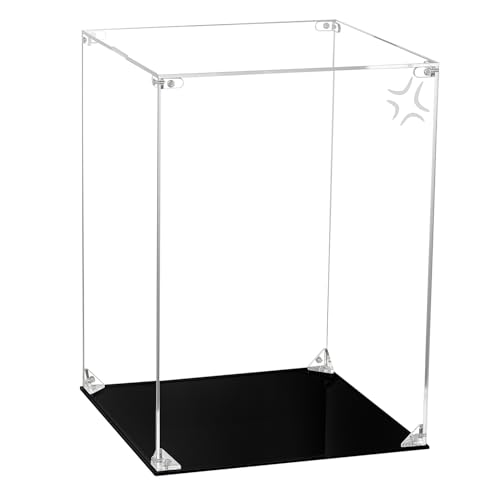 CHILLCASE Clear Acrylic Display Case with Meaningful Engraving Design,Self-Assembled Display Box,Dust-Proof Showcase for Action Figures Collectibles(Angry,9.8×9.8×13.8 inch