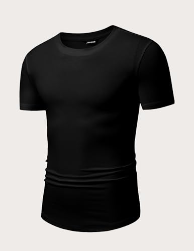 Image of JMIERR Mens Short Sleeve T Shirt Summer Muscle Slim Fitted Crewneck Longline Tees Shirts for Gym Workout