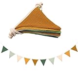 YANINEE Musselin Baumwolle Wimpelkette Kinderzimmer Stoff, Babyzimmer Deko Junge & Mädchen (2.4m)