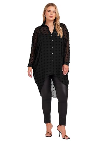 Image of Yours London Plus Size Longline Batwing Sleeve Shirt Black 22-24