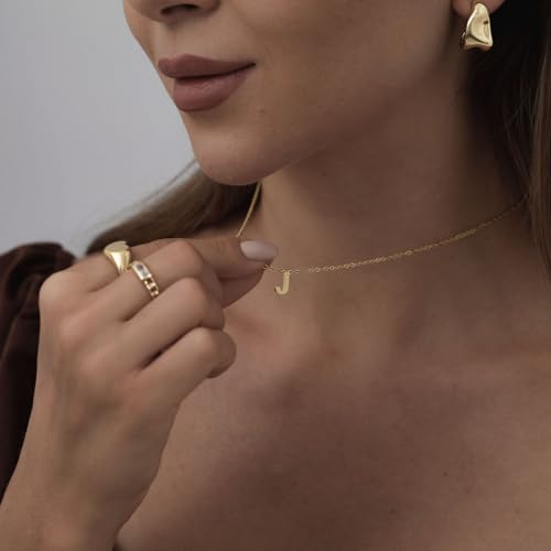 ASCOMY Initial Necklace for Women Dainty Gold Letter Necklaces 14k Gold Plated Personalized Tiny Initial Pendant Necklace Cute Letter A-Z Name Necklace Simple Initial Jewelry Gift for Women4