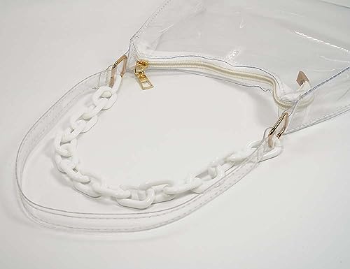 TOKYO-T Clear Stadium Bags for Women White Fluorescent Purse Shoulder Chain Approved3