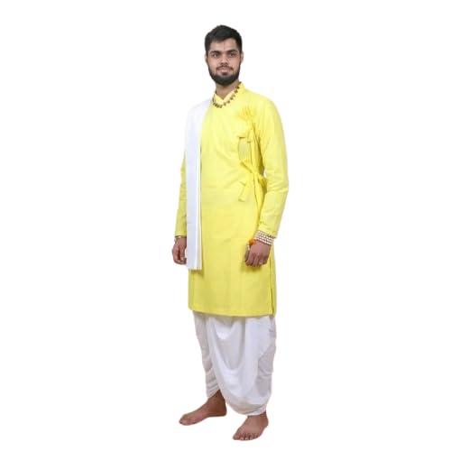 Men’s Classic Pure Cotton Bagalbandhi Kurta Lemon Color | Traditional Ethnic Kurta for Festival, Wedding, Pooja & Casual Cultural Wear-picture-38