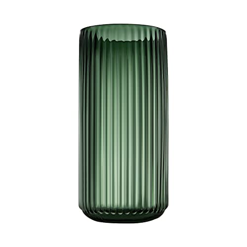 Florero Grande de Vidrio Verde Acanalado con Forma de Cilindro para decoración de centros de Mesa de Comedor de Estilo rústico