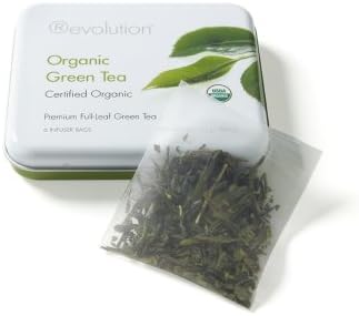 Revolution Tea - Organic Green Tea | Premium Full Leaf Infuser Mini Travel Tin Teabags - Brain Health (6 Bags Each - 10 Pack)