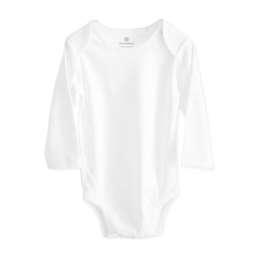 Pimbi&Bimpi Baby Bodysuit - Long Sleeve White Romper | Premium Peruvian Pima Cotton | Gender Neutral Baby Clothes for Boys and Girls (0-3 Months) - Main Image