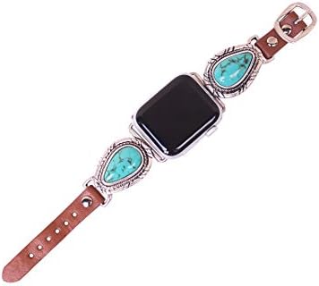 44mm/42mm Compatible for Apple Watch Series 5, Series 4 Large Version, Delicate Western Turquoise Teardrop Watch Band No. 6 image 5