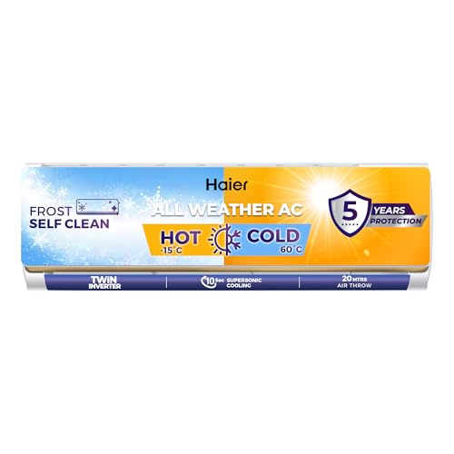 Image of Haier 1.5 Ton 3 Star Hot & Cold Triple Inverter Split AC (5125W, Copper, 7 in 1 Convertible, HD Filter, Works between -15C to 60C Temp, 20 Mtrs Air Throw - HSU19CH-TQG3BN-INV,White)