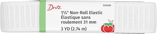 Dritz 1-1/4" Non-Roll Elastic, 3-Yards Long, White by Dritz - Used condition - US$6.26