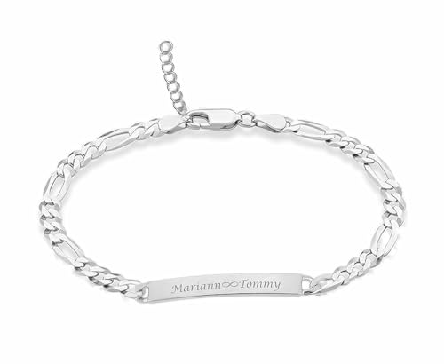 Personalized Sterling Silver ID Bracelet Custom Engraved Free - 6 or 7 inches for smaller wrists - Ships from USA4