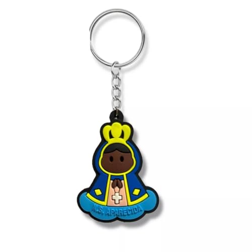 Chaveiro Emborrachado Nossa Senhora Aparecida 11cm com Argola Flexível
