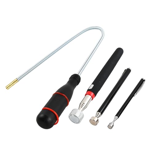 4 Pcs Outils Magnétiques Télescopiques, Aimant Telescopique Flexible avec Clip et Poignée Antidérapante Tige Récupérateur Aimantée pour Ramasser de...