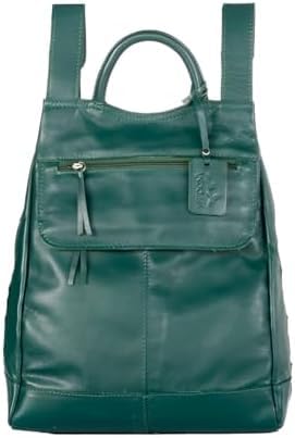 Mochila de Couro Legítimo Modelo Maluzinha Elegante 21x26x10cm, Alças Reguláveis Premium (Verde Musgo)