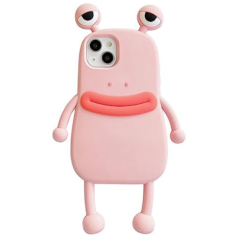 Bonici Men Women Super Funny Novelty Hotdog Sausage Mouth Big Eyes Green Frog Pink Frog Phone Case Soft TPU Silicone Rubber Phone Cover Compatible with iPhone 11, Full Body Protection -Pink Cover