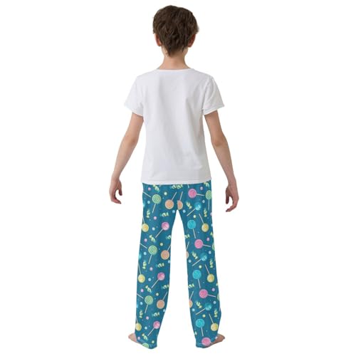 Colorful Lollipop Candy Boys Long Pants Soft Trousers Elastic Waist Kids Lounge Bottoms with Pockets S-XL3