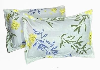 Image of Premium Supersoft Pillow Covers Set of 8 Piece || Pillow Cases 8 Piece Set || 300 TC Cotton Floral Feel Glace Cotton (18 inch x 27 inch inch), Multicolour