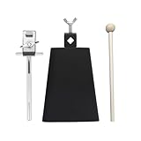 SUNGOOYUE Cowbell for Drum Set, 6 Inch Metal Percussion Instrument Adjustable Cowbell Clamp with Handle Stick for Drum Kit Players