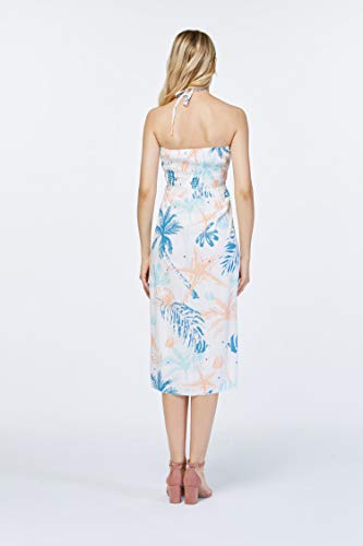 Image of Women's Hawaiian Luau Halter Dress in Signature Prints | Sleeveless halter dress, high-low hem; Hawaiian floral print; soft rayon, machine washable; luau, beach, cruise, party