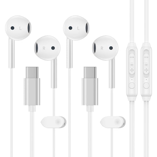 USB C Wired Headphones 2 Pack for iPhone 17/Air/17 Pro/17 Pro Max/16e/16 Pro/16 Pro Max/16 Plus/16/15,iPad Pro,Type C Earbuds Wired Microphone Earphones for Samsung Galaxy S25 A17,Pixel 10,One Plus9