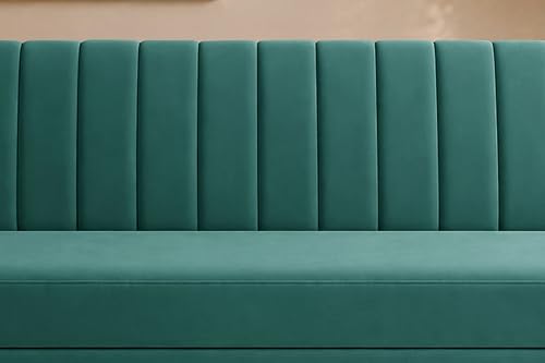 Image of Modern Velvet 3-Seater Sofa Cum Bed, Convertible Sleeper Couch Sofa for Living Room, Bedroom & Office-Green