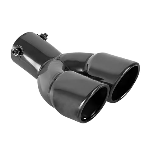 tpnidaii 車外用品 下向き式 マフラーカッター 排気管 2本出し エキゾーストチップ マフラー パイプ テールパイプ径38-53mm適応 口径2.5インチ 斜めカット 外装 パーツ ドレスアップ カスタム ステンレス製 (グロスブラック)