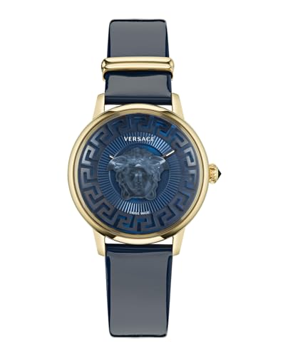 Montre de luxe pour femme Versace Medusa or jaune et bleu