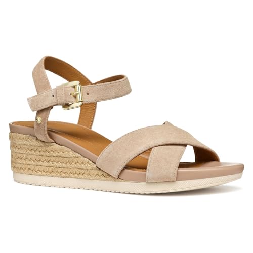 Geox D ISCHIA Corda B, Sandalo con Zeppa Donna, Dk Skin, 39 EU